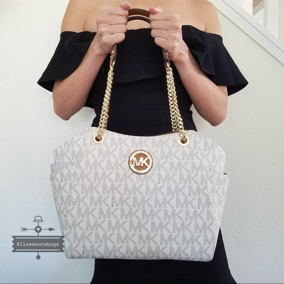 Michael Kors Large Jet Set Vanilla Chain Tote NWT - Picture 2 of 8